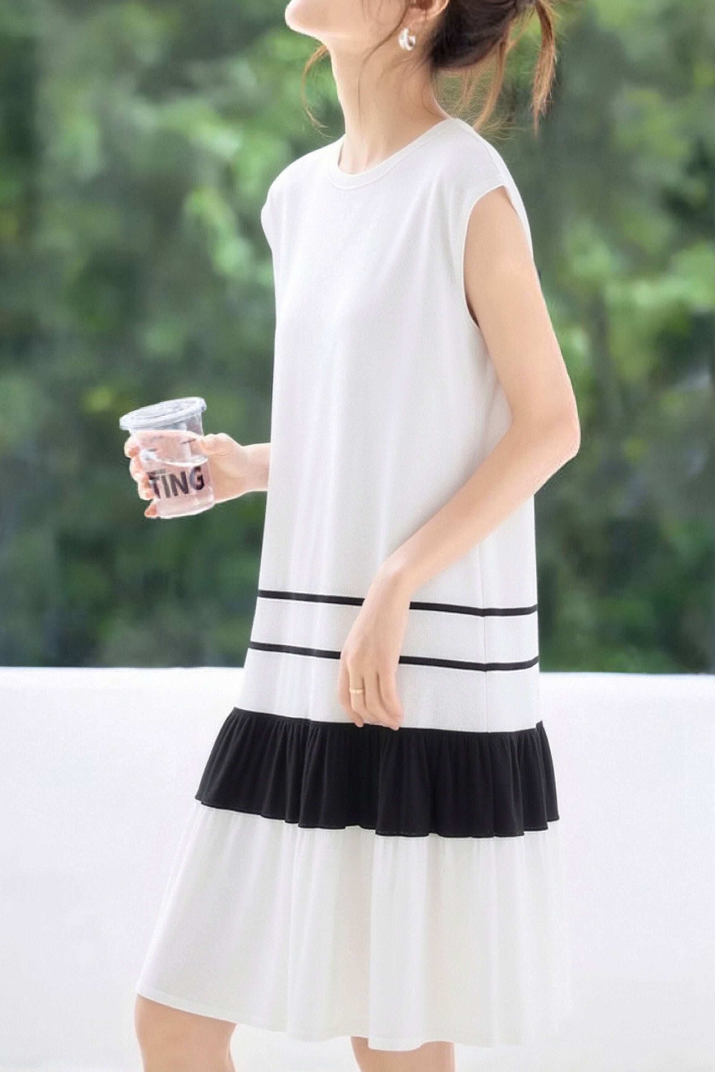 Casual Spliced T-Shirt Dress - liwisi