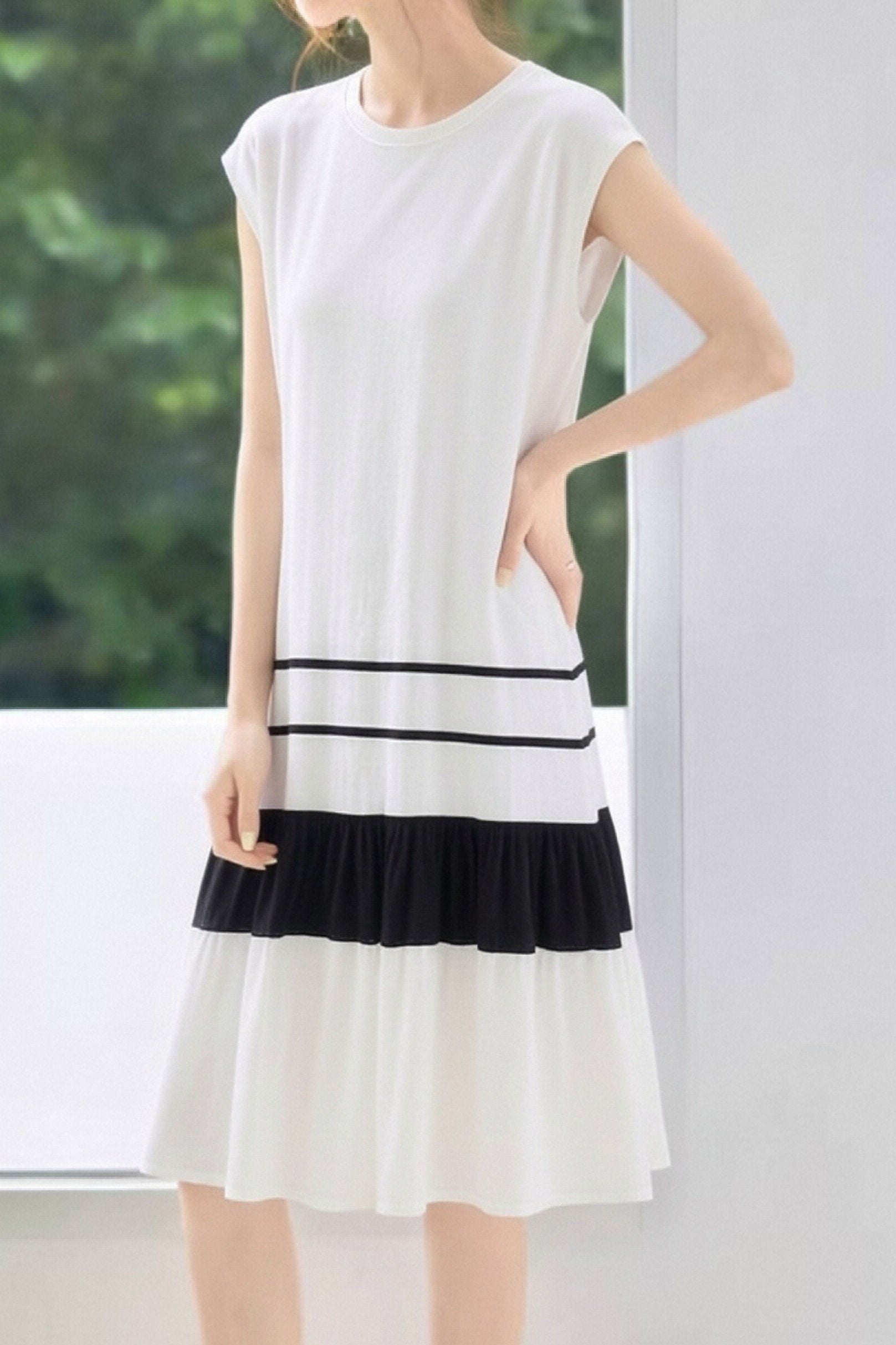 Casual Spliced T-Shirt Dress - liwisi