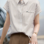 Elegant One-Pocket Striped Shirt - liwisi