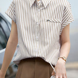 Elegant One-Pocket Striped Shirt - liwisi