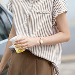 Elegant One-Pocket Striped Shirt - liwisi