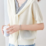 Casual Fake Two-Piece Tie Short Sleeve Knit Top - liwisi