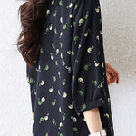 Temperament Little Swan Printed V-Neck Cardigan Shirt - liwisi