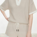 Casual V-Neck Color Block Striped Knit Top - liwisi