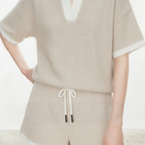 Casual V-Neck Color Block Striped Knit Top - liwisi