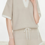 Casual V-Neck Color Block Striped Knit Top - liwisi