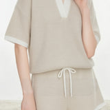 Casual V-Neck Color Block Striped Knit Top - liwisi