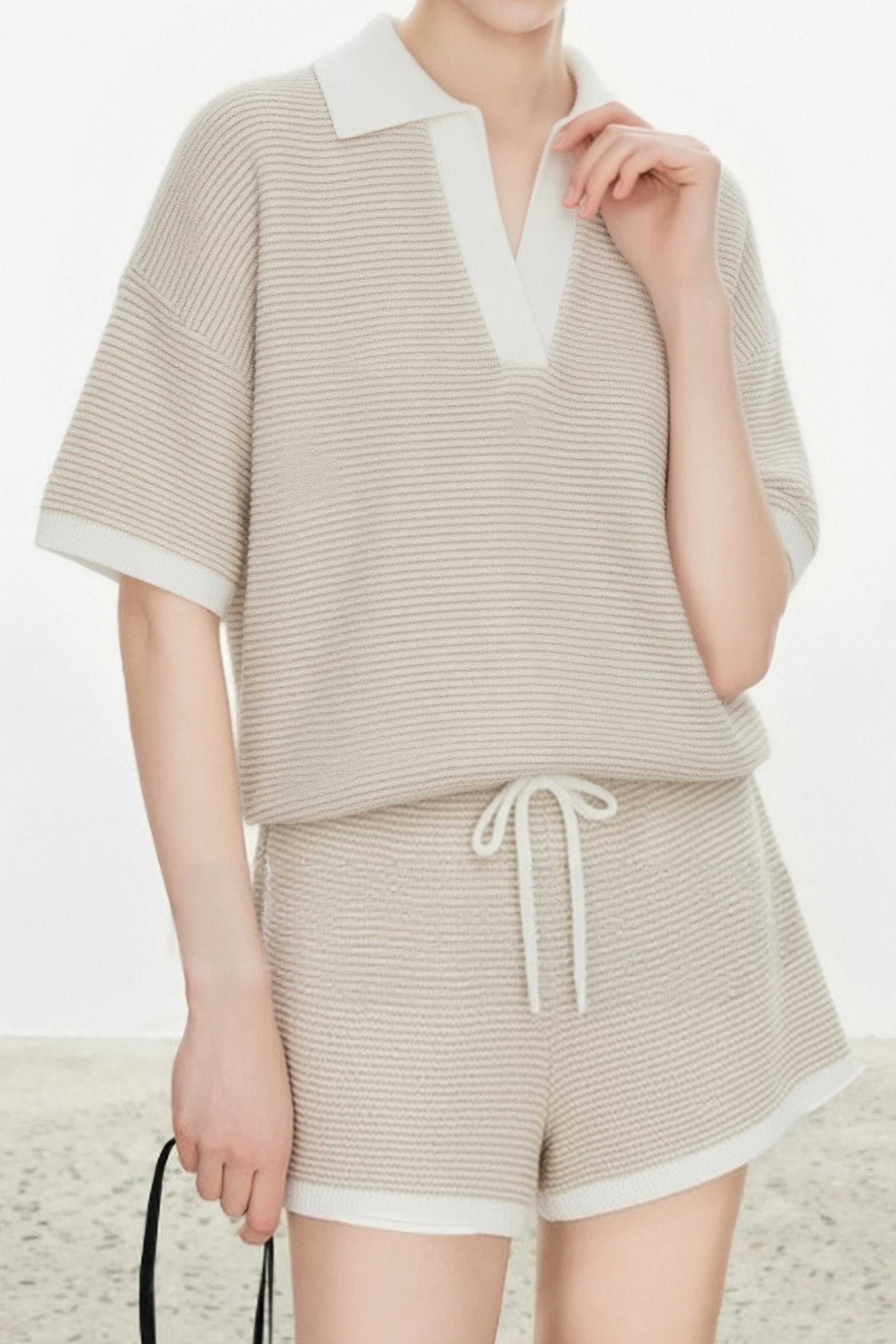 Casual V-Neck Color Block Striped Knit Top - liwisi