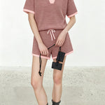 Casual V-Neck Color Block Striped Knit Top - liwisi