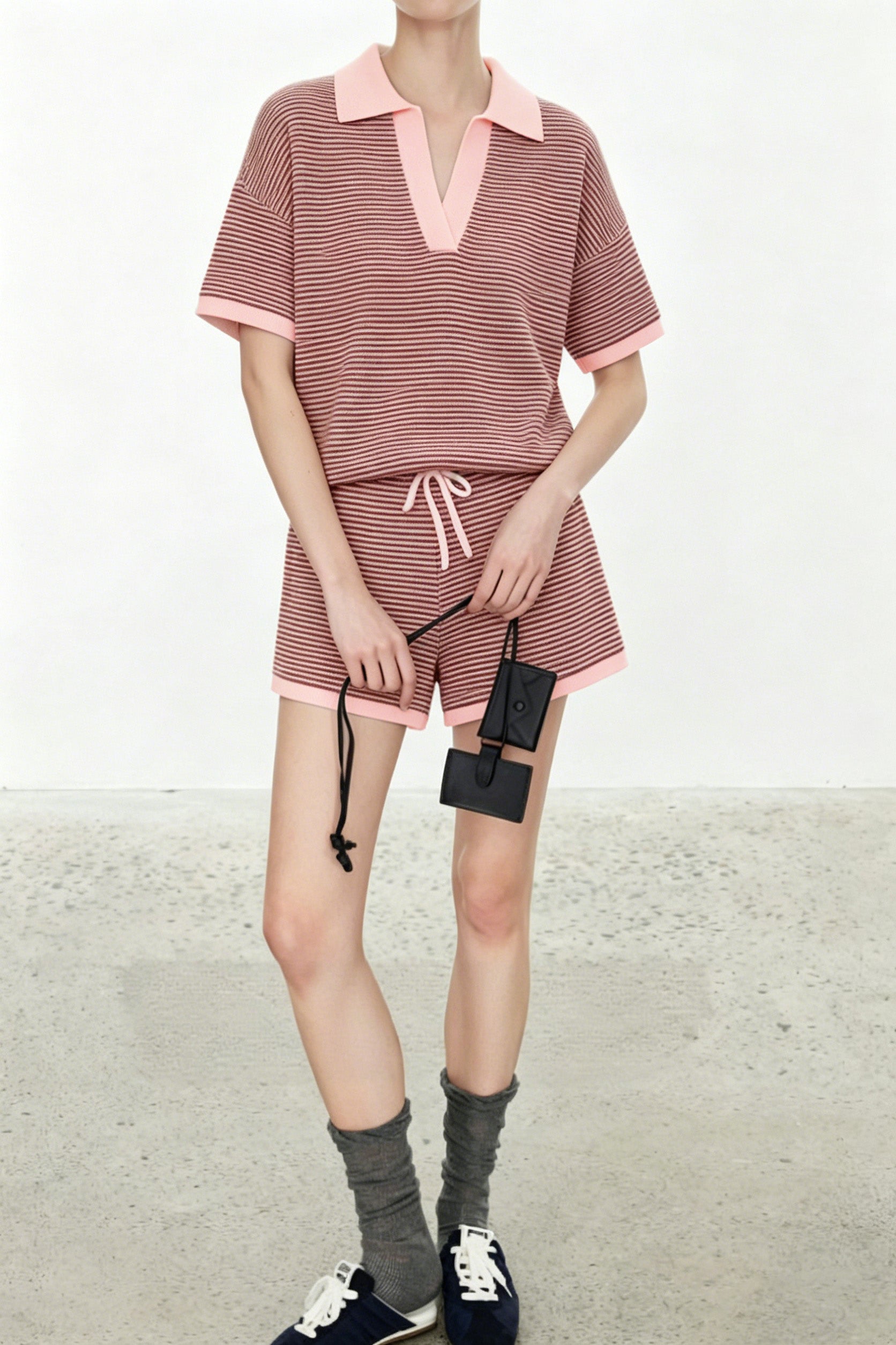 Casual V-Neck Color Block Striped Knit Top - liwisi