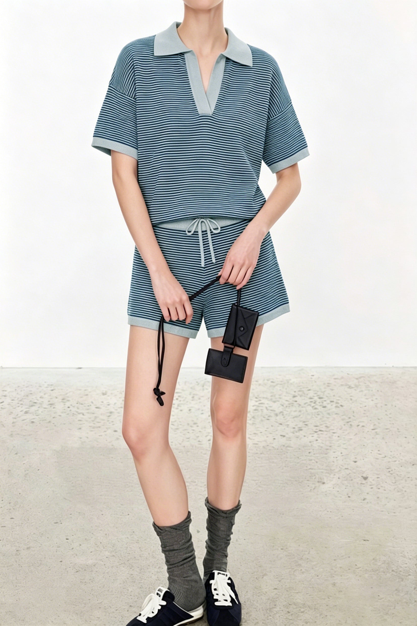Casual V-Neck Color Block Striped Knit Top - liwisi
