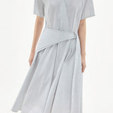 Elegant Striped V-Neck Dress - liwisi