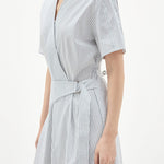 Elegant Striped V-Neck Dress - liwisi