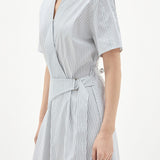 Elegant Striped V-Neck Dress - liwisi