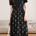 Elegant Printed Fake Two-Piece Waisted Dress - liwisi