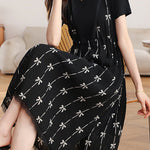 Elegant Printed Fake Two-Piece Waisted Dress - liwisi
