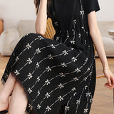 Elegant Printed Fake Two-Piece Waisted Dress - liwisi