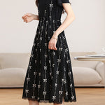 Elegant Printed Fake Two-Piece Waisted Dress - liwisi