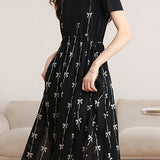 Elegant Printed Fake Two-Piece Waisted Dress - liwisi