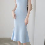 Elegant V-Neck Knit Mermaid Long Dress - liwisi