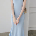 Elegant V-Neck Knit Mermaid Long Dress - liwisi