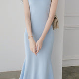 Elegant V-Neck Knit Mermaid Long Dress - liwisi