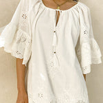 Casual Hip Collar Tie Embroidered Dress - liwisi