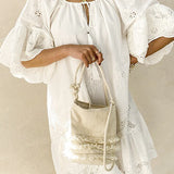 Casual Hip Collar Tie Embroidered Dress - liwisi