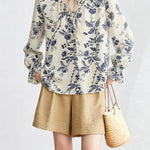 Elegant Loose Printed Tie Shirt - liwisi