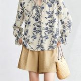 Elegant Loose Printed Tie Shirt - liwisi