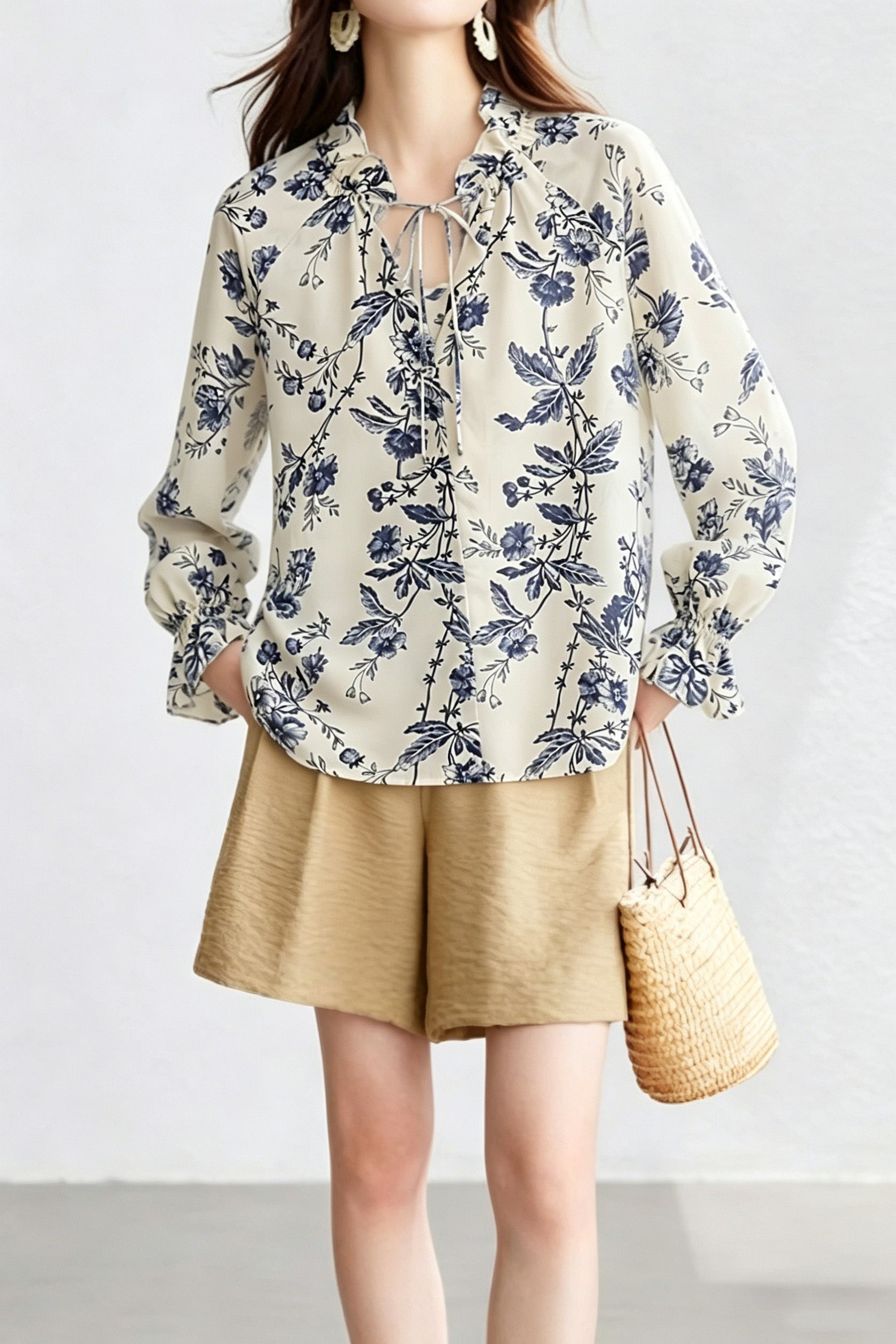 Elegant Loose Printed Tie Shirt - liwisi