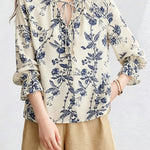 Elegant Loose Printed Tie Shirt - liwisi
