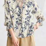 Elegant Loose Printed Tie Shirt - liwisi