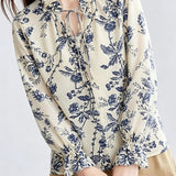 Elegant Loose Printed Tie Shirt - liwisi