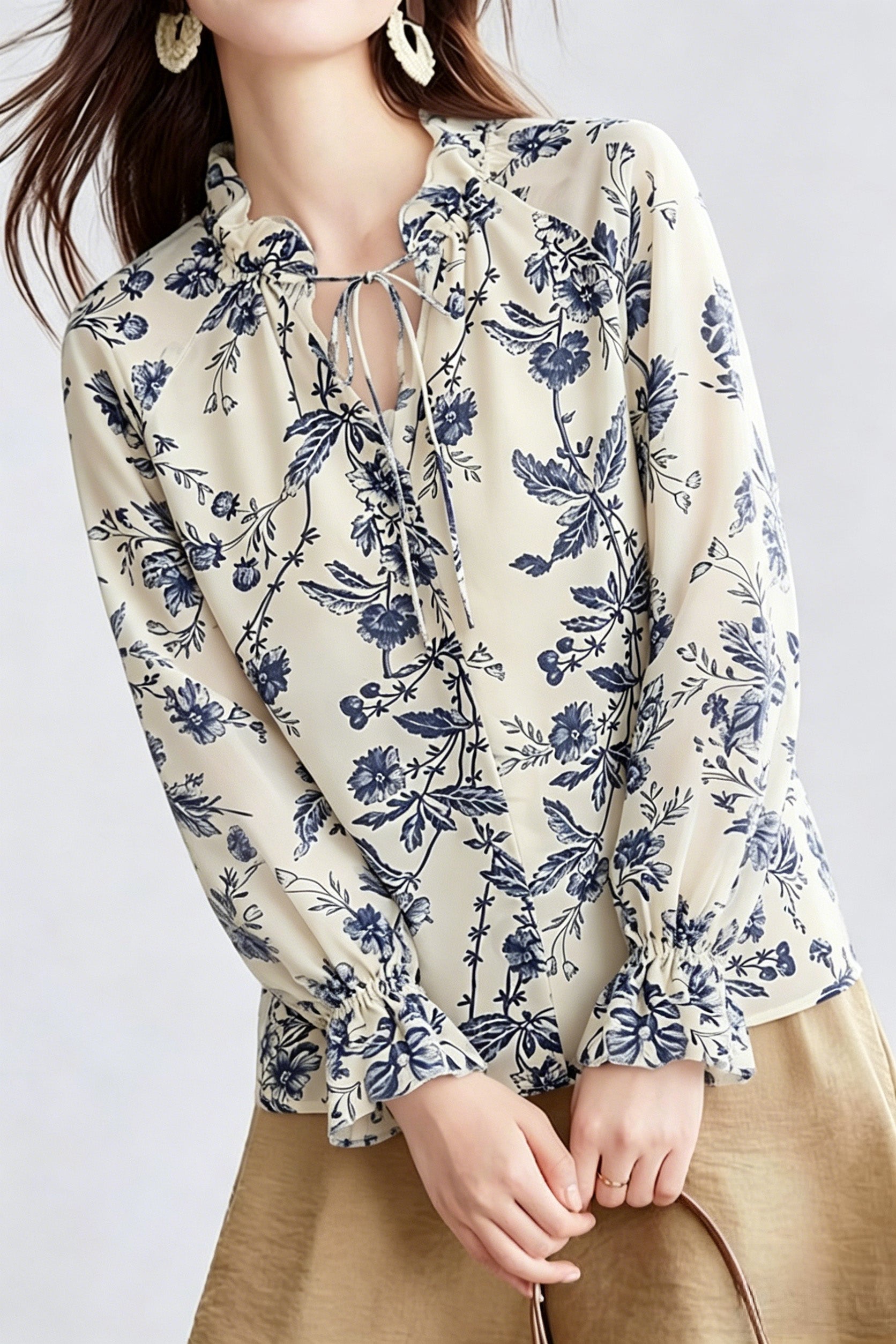 Elegant Loose Printed Tie Shirt - liwisi