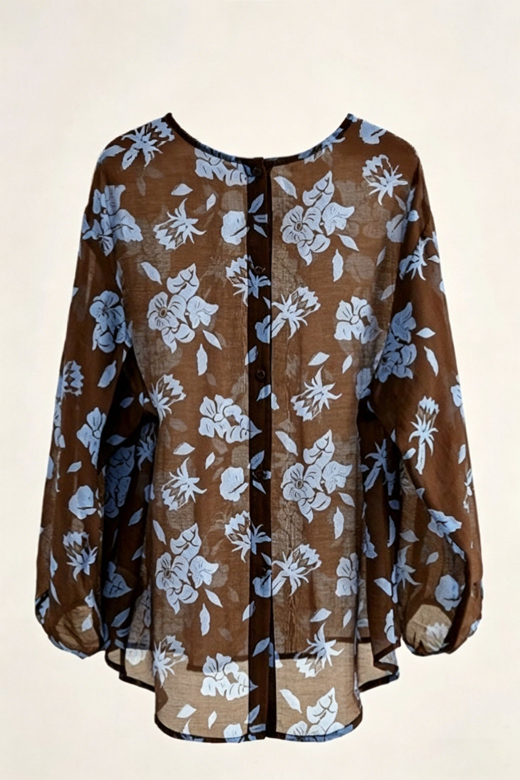 Elegant Crew Neck Printed Back Split Shirt - liwisi