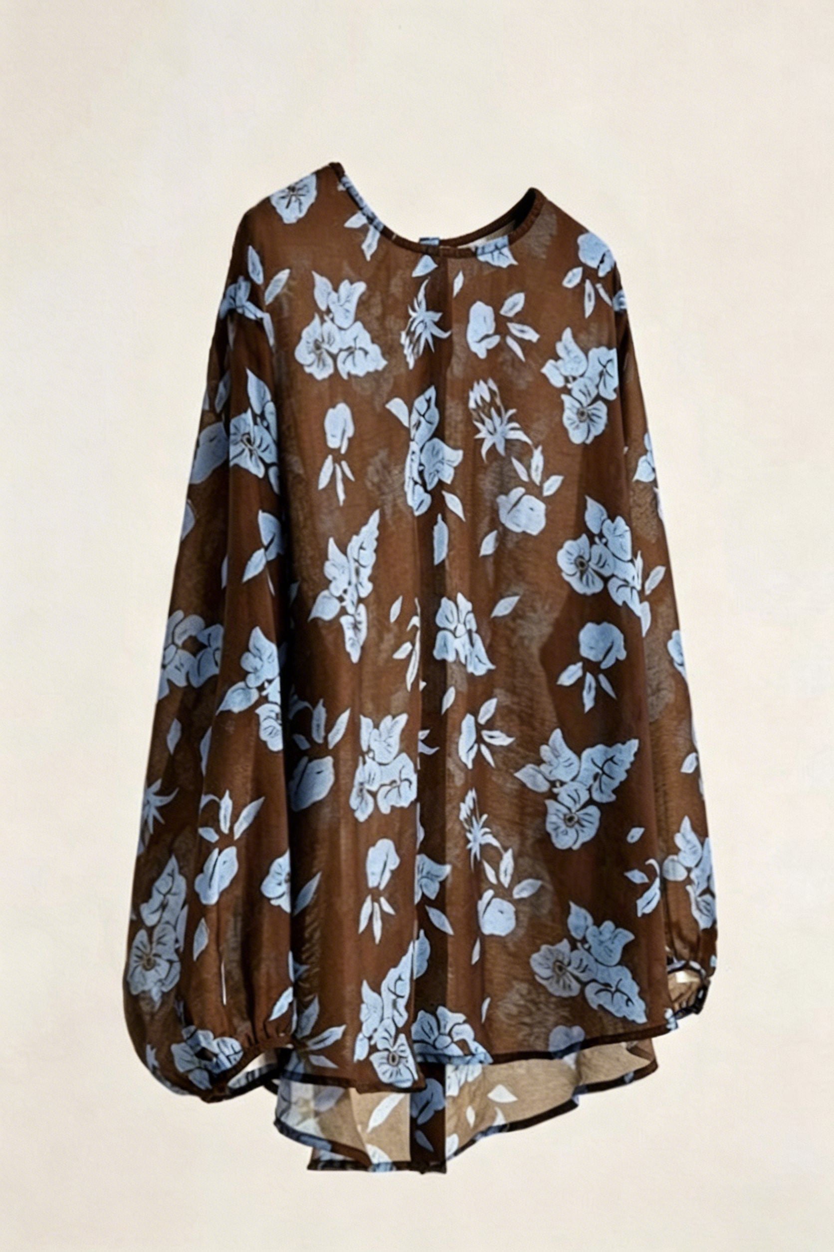 Elegant Crew Neck Printed Back Split Shirt - liwisi