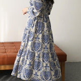 French Elegant Printed V-Neck Dress - liwisi