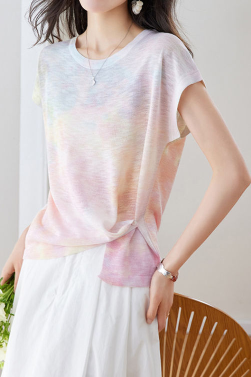 Casual Crew Neck Printed Short Sleeve T-Shirt - liwisi