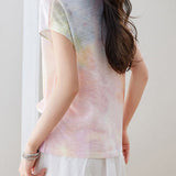 Casual Crew Neck Printed Short Sleeve T-Shirt - liwisi