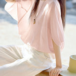 Elegant Batwing Sleeve Crew Neck Shirt - liwisi