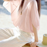 Elegant Batwing Sleeve Crew Neck Shirt - liwisi