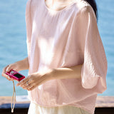 Elegant Batwing Sleeve Crew Neck Shirt - liwisi