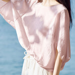 Elegant Batwing Sleeve Crew Neck Shirt - liwisi