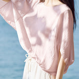Elegant Batwing Sleeve Crew Neck Shirt - liwisi