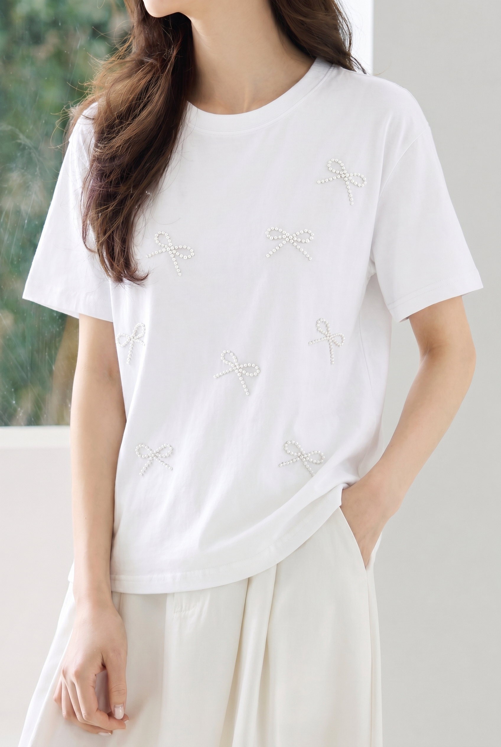 Casual Bow Rhinestone T-Shirt - liwisi
