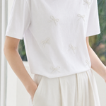Casual Bow Rhinestone T-Shirt - liwisi