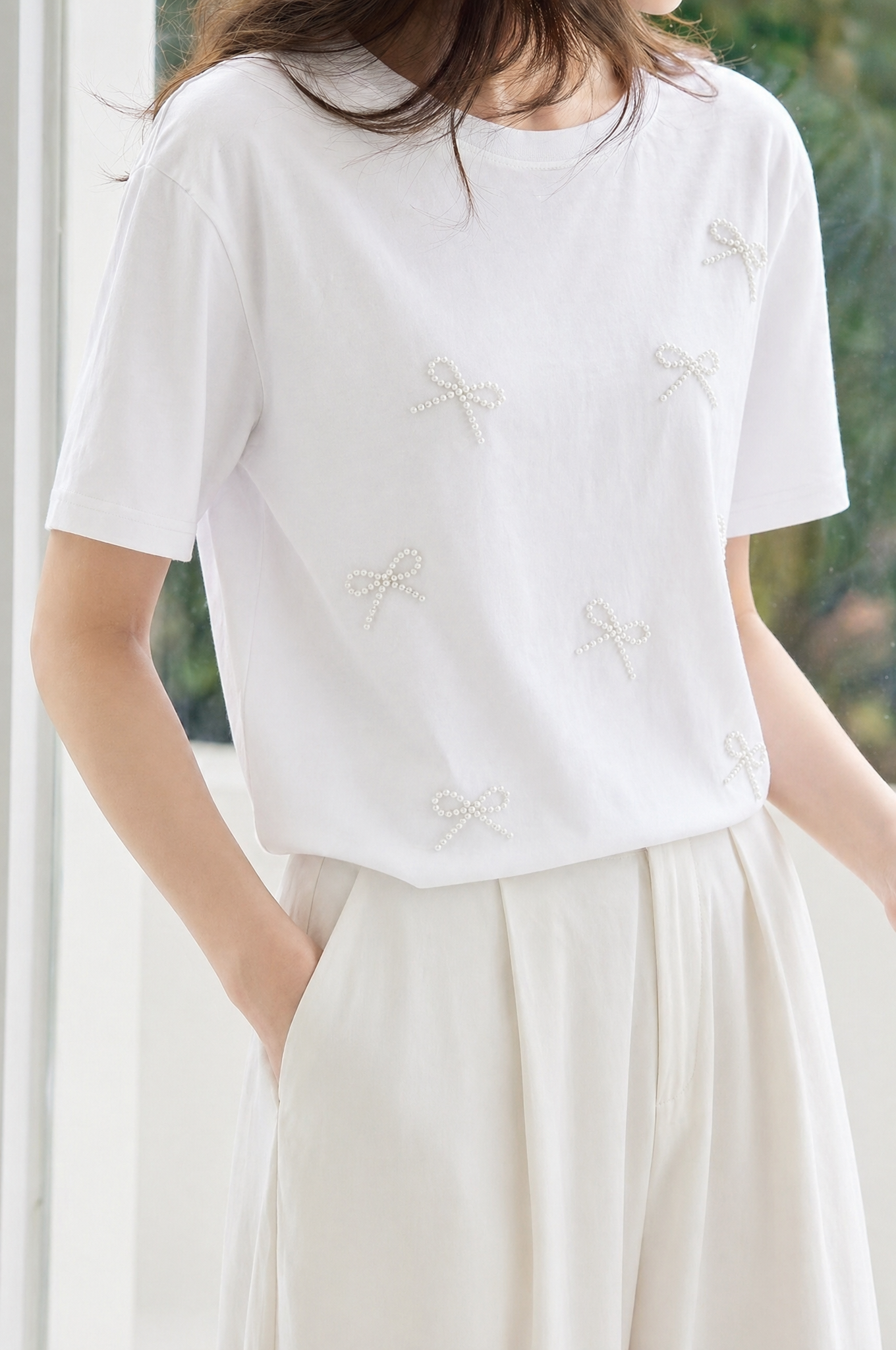 Casual Bow Rhinestone T-Shirt - liwisi