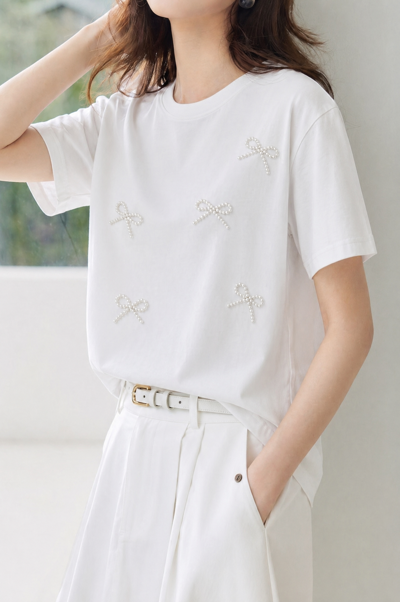 Casual Bow Rhinestone T-Shirt - liwisi