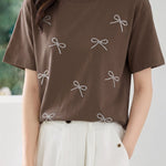 Casual Bow Rhinestone T-Shirt - liwisi